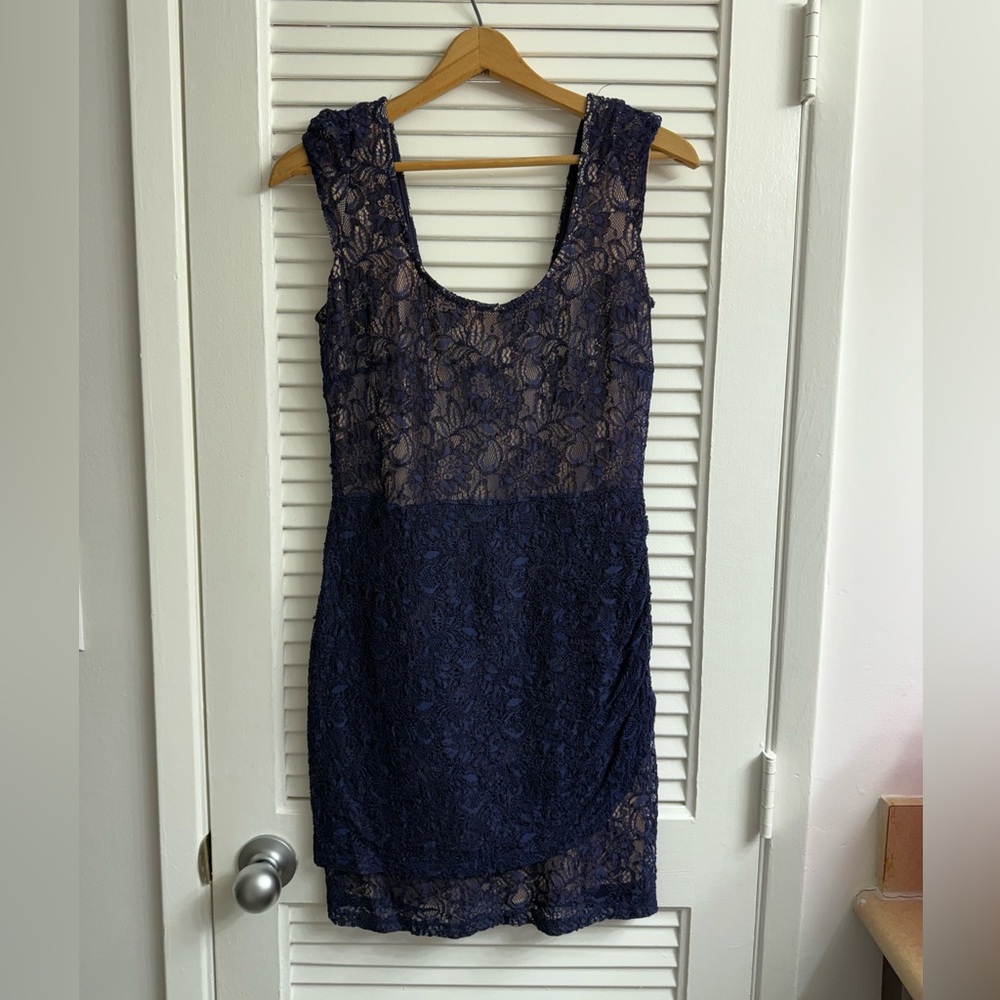 Elegant Navy Lace Dress